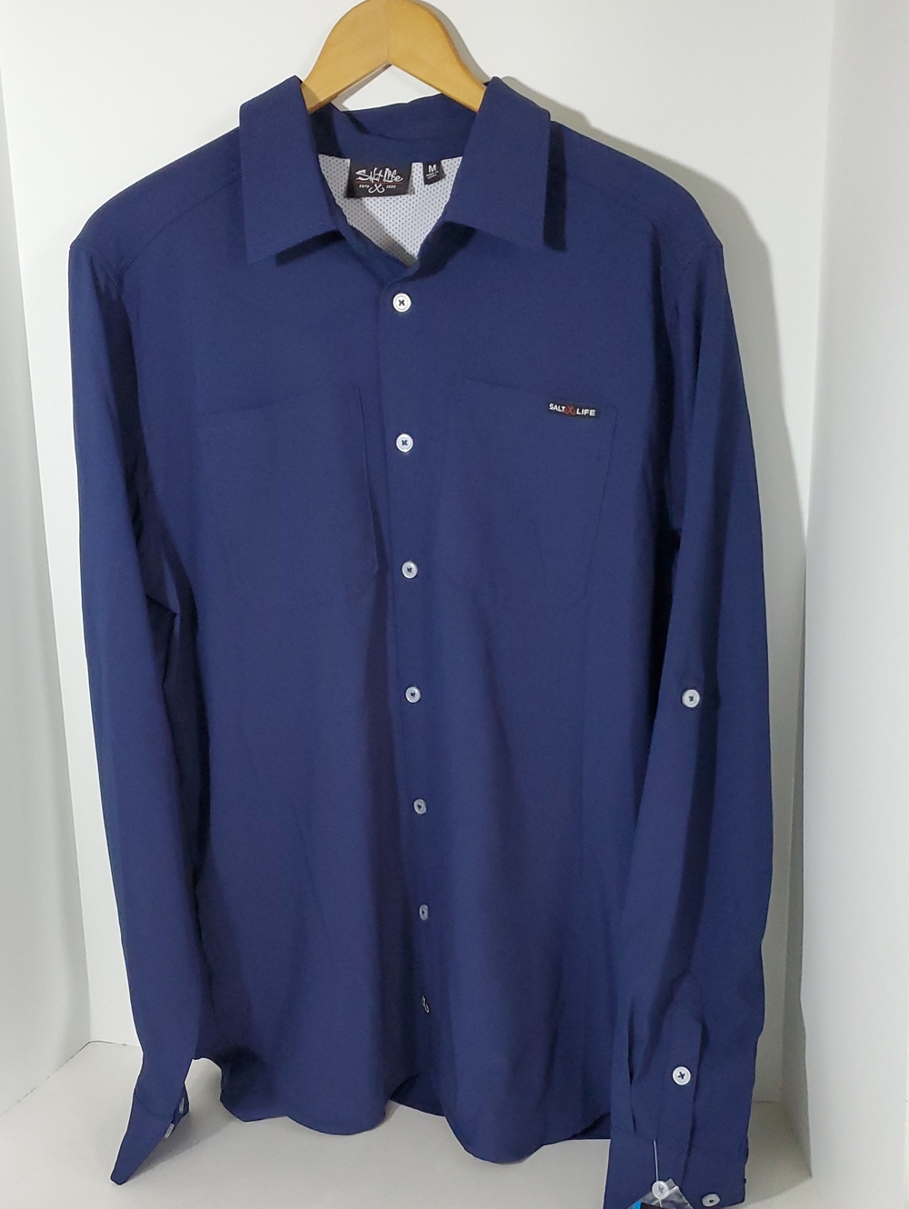 Salt Life Men's Timed Tide Woven Shirt Long Sleeve Midnight Blue Size M NWT